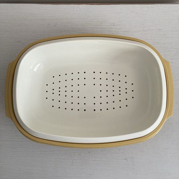 Tupperware Vintage 3 Piece Vegetable Rice Steamer Harvest Gold 1273-3 USA - Picture 3 of 7